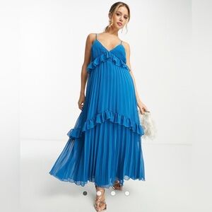 ASOS DESIGN Green Maxi Dress with Ruffle Details LIKE NEW SIZE 8